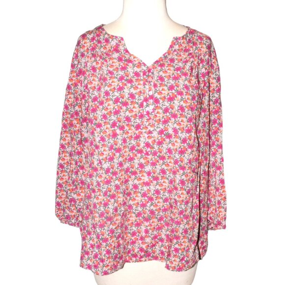 St. John's Bay Floral Print Boho V-Neck Blouse - Picture 1 of 5
